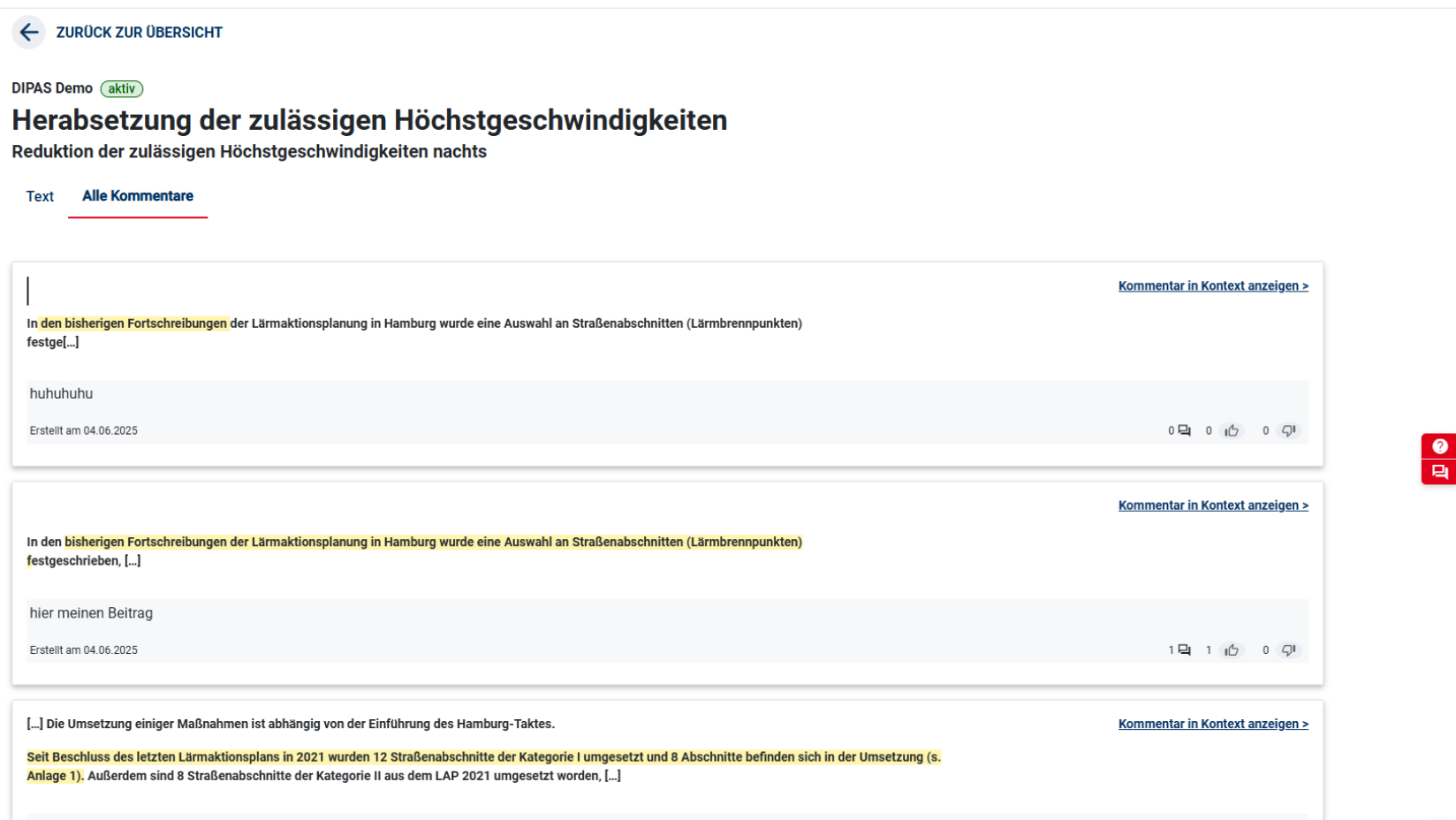 Screenshot reading comments on texts
