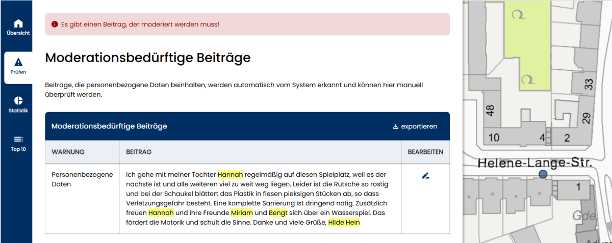 Kennzeichnung moderationsbedürftiger Beiträge